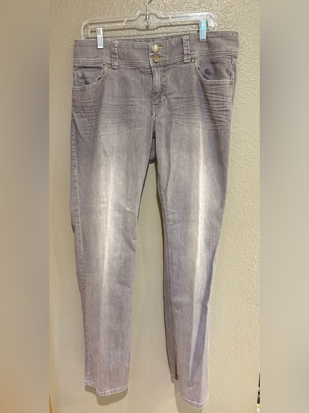 CAbi Lou Lou Jeans Style 332 Size 12 Gray Straight Leg Double Button Stretch #2